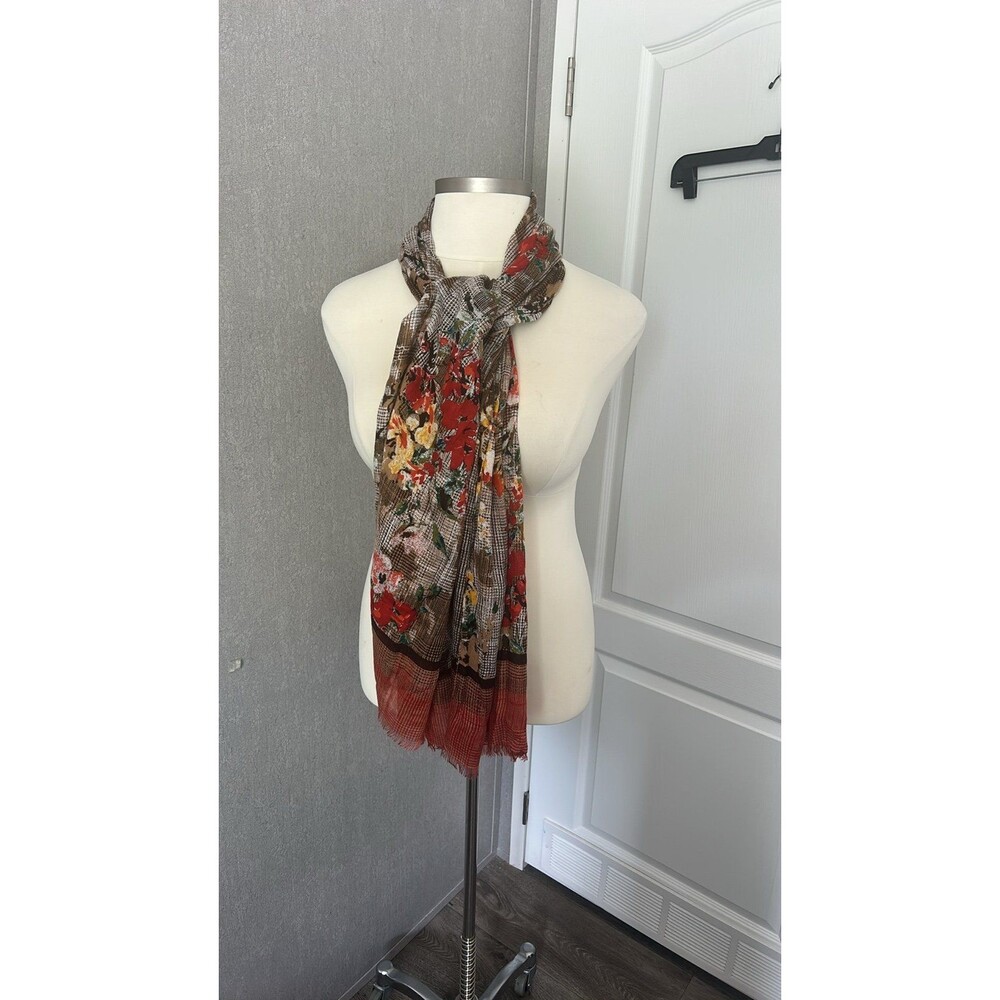 Talbots Beautiful Elegant Red and Brown Scarf